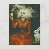 Teezeit mit dem weißen Kaninchen Postkarte (Vorderseite)