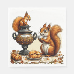 Teezeit mit Eichhörnchen Serviette