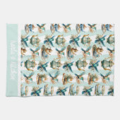 Teezeit mit Hummingvögeln Mit Monogramm Geschirrtuch (Horizontal)