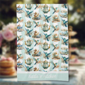 Teezeit mit Hummingvögeln Mit Monogramm Geschirrtuch