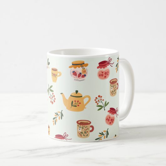 Teezeit Nahtloses Muster Kaffeetasse (VorderseiteRechts)