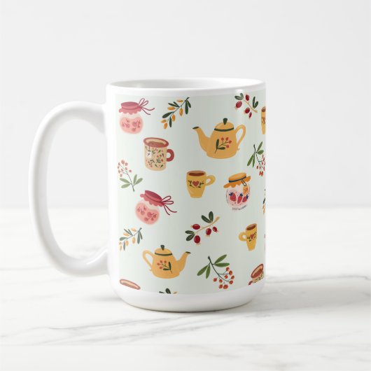 Teezeit Nahtloses Muster Kaffeetasse (Links)