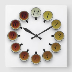 Teezeit Quadratische Wanduhr