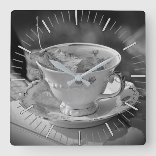 Teezeit Quadratische Wanduhr (Vorderseite)