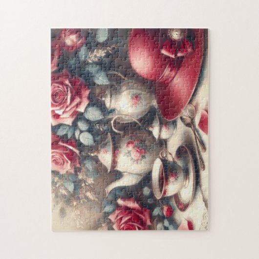 Teezeit Rosa und Teacup Puzzle (Vertikal)