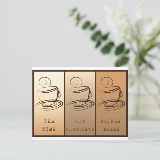 Teezeit, Schokolade, Kaffeepause Postkarte (Stehend Vorderseite)