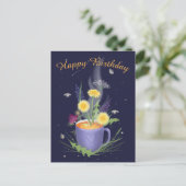 Teezeit Sommerblumen Postkarte (Stehend Vorderseite)