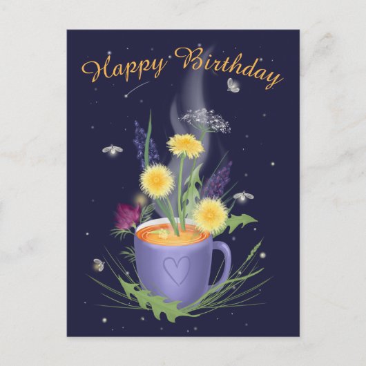 Teezeit Sommerblumen Postkarte (Vorderseite)