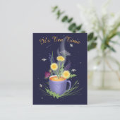 Teezeit Sommerblumen Postkarte (Stehend Vorderseite)