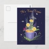 Teezeit Sommerblumen Postkarte (Vorne/Hinten)