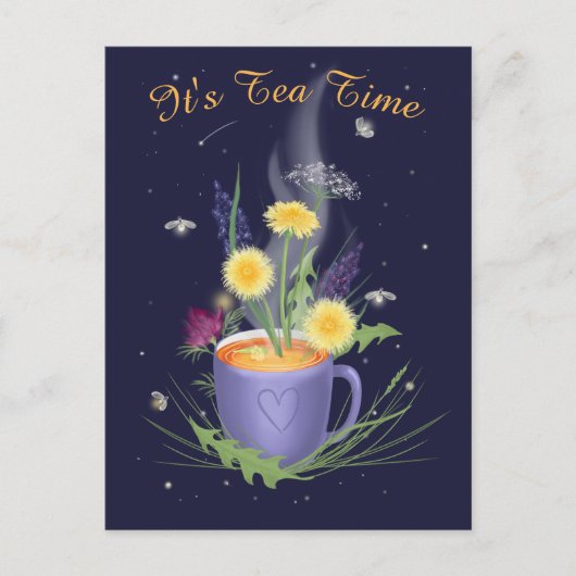 Teezeit Sommerblumen Postkarte (Vorderseite)