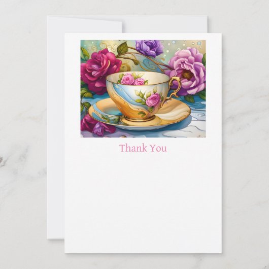 Teezeit - Tee-Cup Art Dankeskarte (Rückseite)