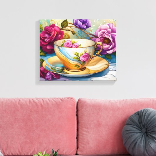 Teezeit - Tee-Cup Art Leinwanddruck (Insitu (Wohnzimmer))