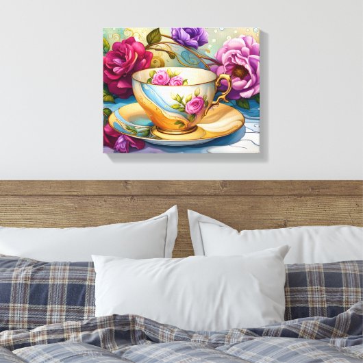 Teezeit - Tee-Cup Art Leinwanddruck (Insitu (Schlafzimmer))