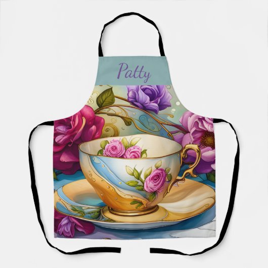 Teezeit - Tee-Cup Art Schürze (Vorderseite)