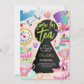 Teezeit, Tee zum Geburtstag Einladung (Vorderseite)