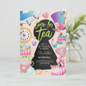 Teezeit, Tee zum Geburtstag Einladung (Stehend Vorderseite)