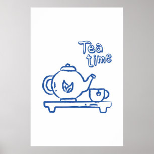 Teezeit Teekanne Tasse Gemütliche Vintage Mauer Ku Poster