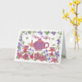 Teezeit Teekanne und Blume Geburtstagskarte Karte (Gelbe Blume)