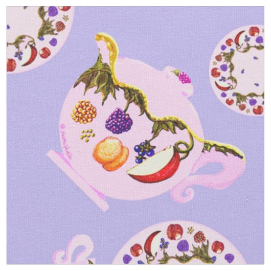 Teezeit Teekessel Teakup Plate Kupfer Kettle Muste Stoff (Nahaufnahme)