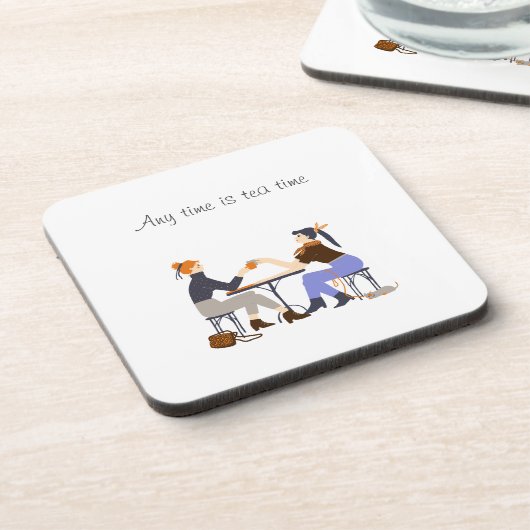 Teezeit Teezeit Slogan Freunde Freundschaft Getränkeuntersetzer (Linke Seite)