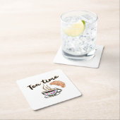 Teezeit Untersetzer, Tee-Party, Tee-Party Rechteckiger Pappuntersetzer (Vor Ort)