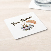 Teezeit Untersetzer, Tee-Party, Tee-Party Rechteckiger Pappuntersetzer (angewinkelt)