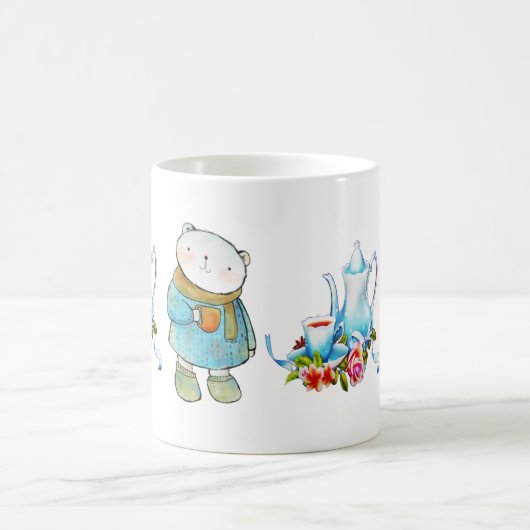 Teezeitblauer Bär mit Teapot-Design Kaffeetasse (Mittel)