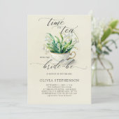 Teezeitlily des Valley Calligraphy Brautparty Einladung (Stehend Vorderseite)