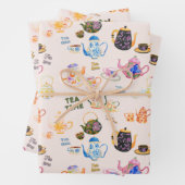 Teezeitmuster - Teebecher und Teekanne in Geschenkpapier Set (Beispiel)