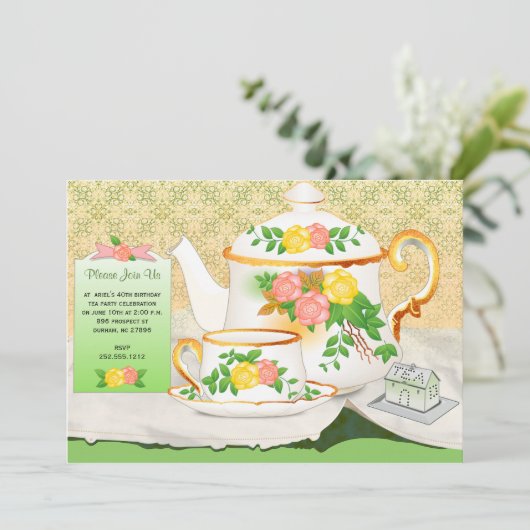 Teezeremonie Party Einladung (Stehend Vorderseite)