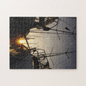 Tegenlicht bij 2 zeilboten in de haven. puzzle (Horizontal)
