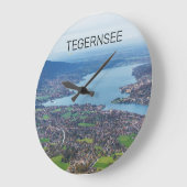 Tegernsee Bayerischer See Panorama Souvenir Große Wanduhr (Winkel)