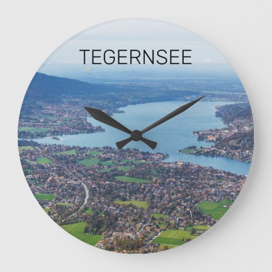 Tegernsee Bayerischer See Panorama Souvenir Große Wanduhr (Vorderseite)