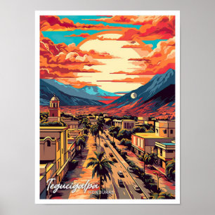 Tegucigalpa Honduras Vintage Reise Illustration Poster
