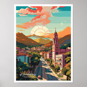 Tegucigalpa Honduras Vintage Reise Illustration Poster