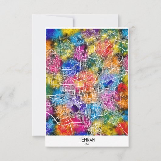 Teheran Iran City Map Dankeskarte (Vorderseite)