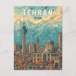 Teheran Iran Illustration Reise Kunst Vintage Postkarte
