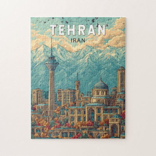 Teheran Iran Illustration Travel Art Vintag Puzzle (Vertikal)