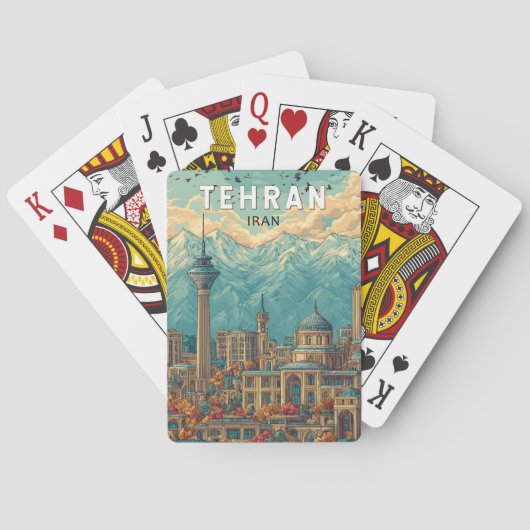 Teheran Iran Illustration Travel Art Vintag Spielkarten (Rückseite)