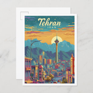 Teheran Iran Vintag Art Travel Illustration Postkarte