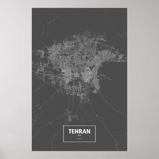 Teheran, Iran (weiß auf schwarz) Poster (Vorne)