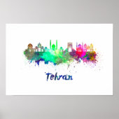 Teheraner Skyline in Aquarellfarbe Poster (Vorne)