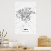 Tehran, Iran (black on white) Poster (Küche)