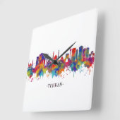 Tehran Iran Skyline Quadratische Wanduhr (Winkel)