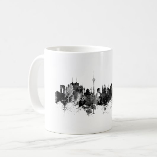 Tehran Iran Skyline Schwarz-weiß Kaffeetasse (Vorderseite Links)