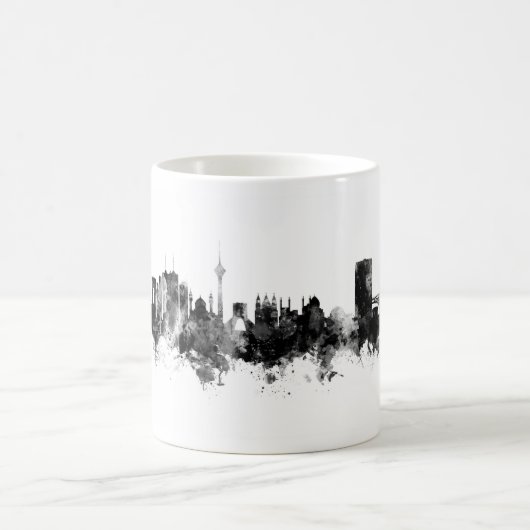Tehran Iran Skyline Schwarz-weiß Kaffeetasse (Mittel)