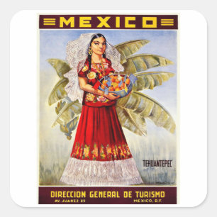 Tehuantepec - Mexiko - Vintage Travel Quadratischer Aufkleber