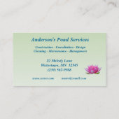 Teich-Dienstleistungen Visitenkarte (Rückseite)