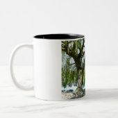 Teich durch den weinende Weide-Baum Zweifarbige Tasse (Links)